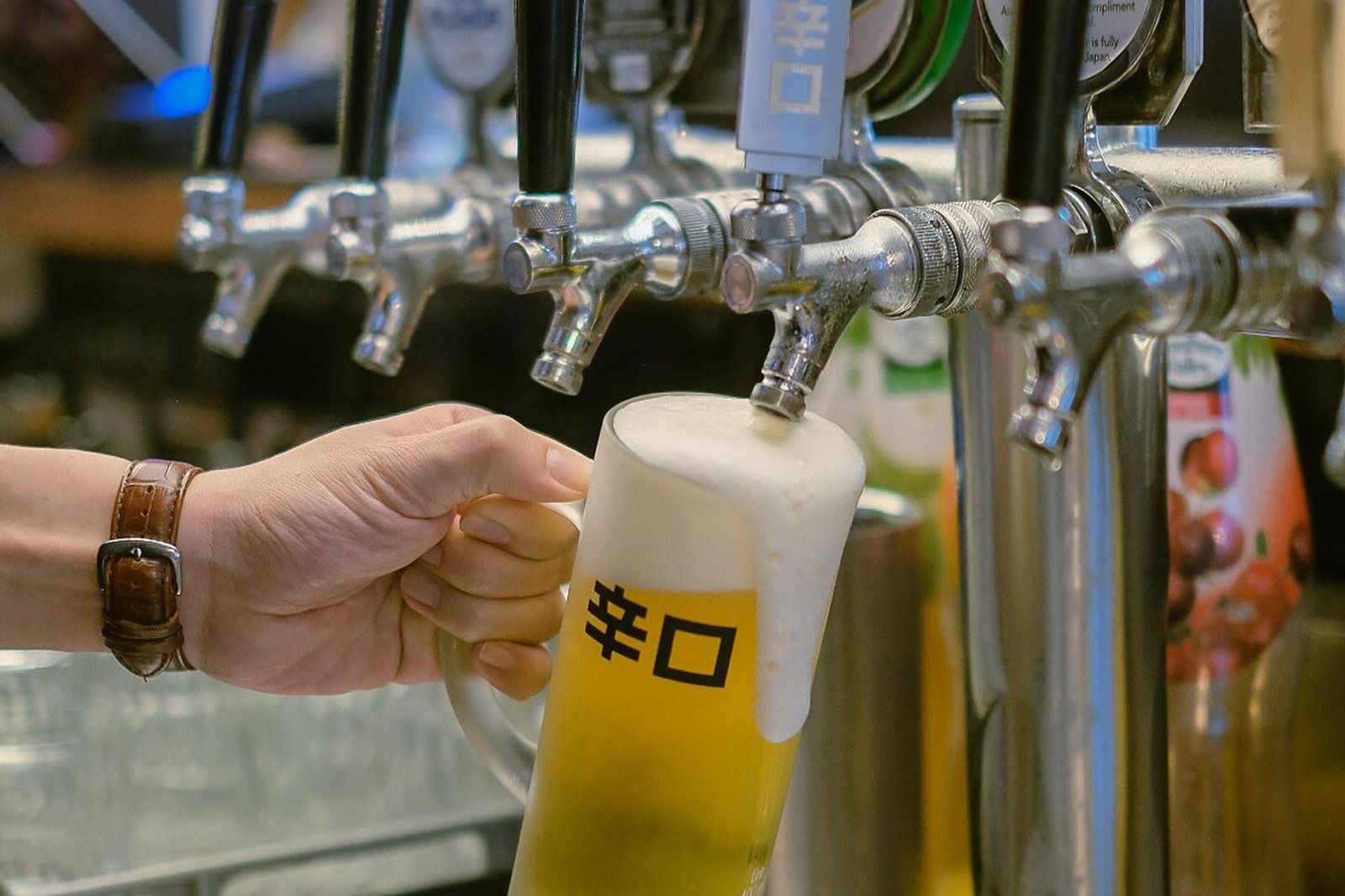 Cold beer at the bar