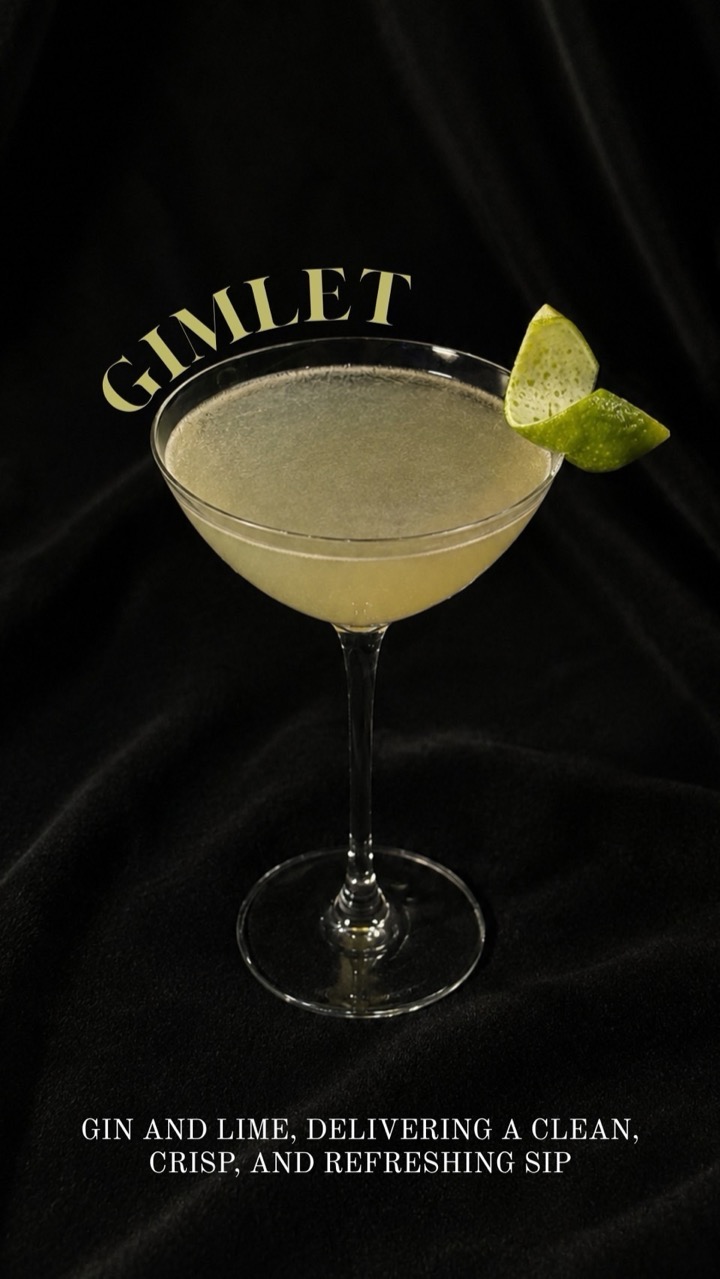 Gimlet — gin and lime, delivering a clean, crisp and refreshing sip